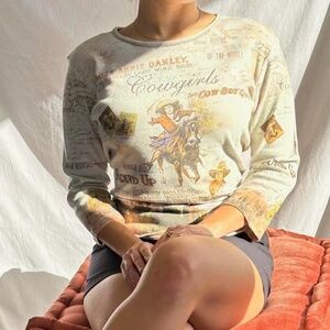 Vintage graphic western cropped t-shirt / baby tee